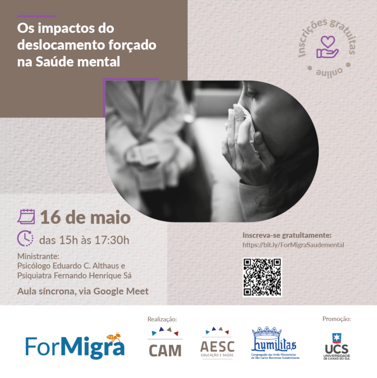 Deslocamento forçado e a saúde mental de migrantes e refugiados é tema de curso do Programa ForMigra
