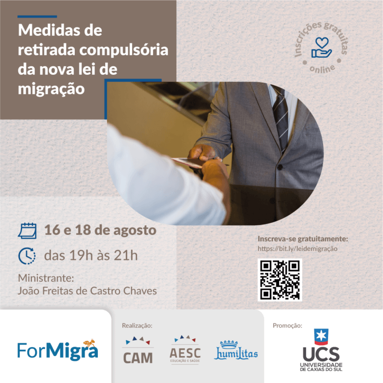 Curso gratuito aborda repatriação, deportação e expulsão