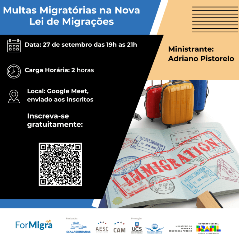 Multas migratórias na nova lei de migração são tema de seminário promovido pelo CAM